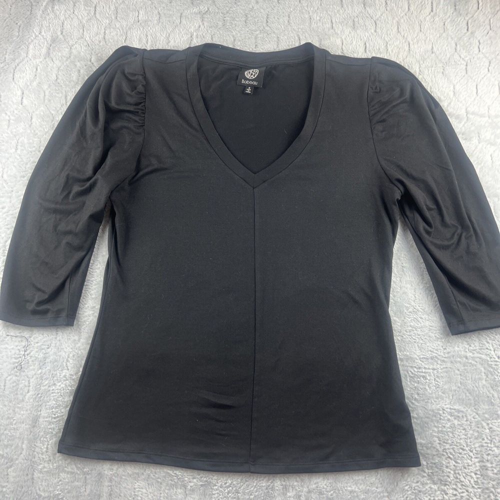 Stitch‎ Fix Bobeau 3/4 Length V Neck Black Shirt Women's Size Small